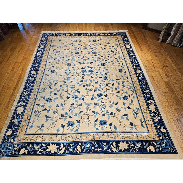 19th Century Oversized Chinese Peking Rug in All-Over Leaf & Vine Pattern For Sale - Image 10 of 18