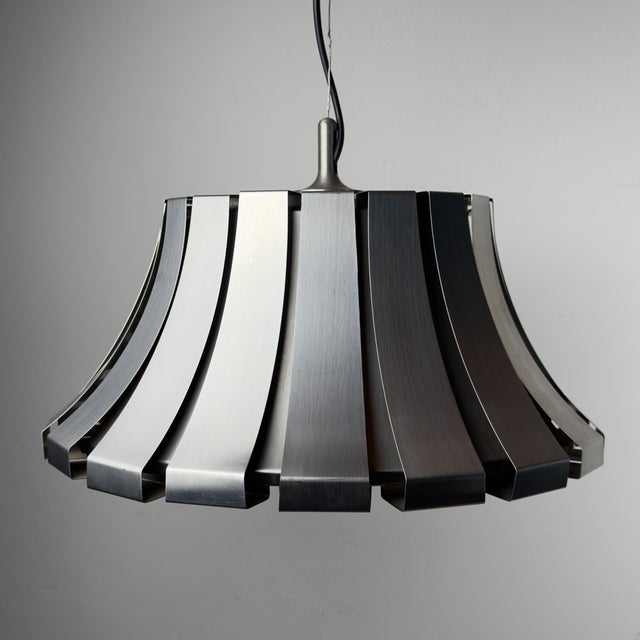 Mid-Century Modern Vintage Metal Pendant Lamp attributed Elio Martinelli for Martinelli Luce, Italy, 1960s For Sale - Image 3 of 18