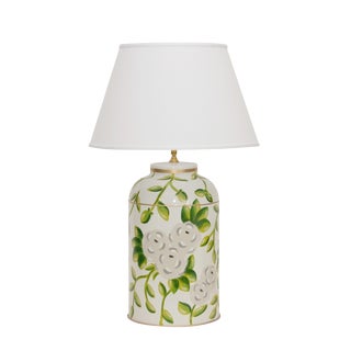 Dana Gibson White Chintz Tea Caddy Lamp For Sale