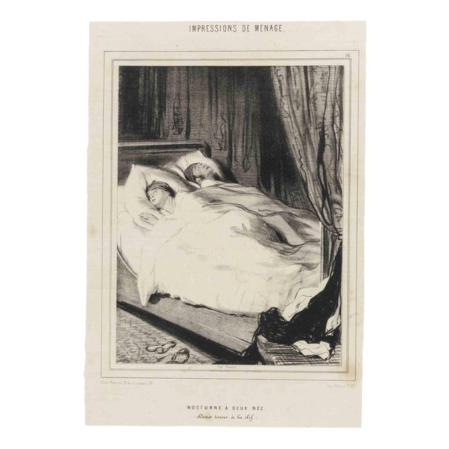 Paul Gavarni, Nocturne with Two Noses, Mid-19th Century, Lithograph For Sale