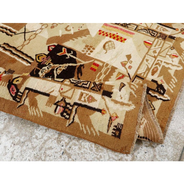 Galerie Shabab Collection Mid-20th Century Indian Art Deco Rug Inspired by Edward McKnight Kauffer For Sale - Image 9 of 10