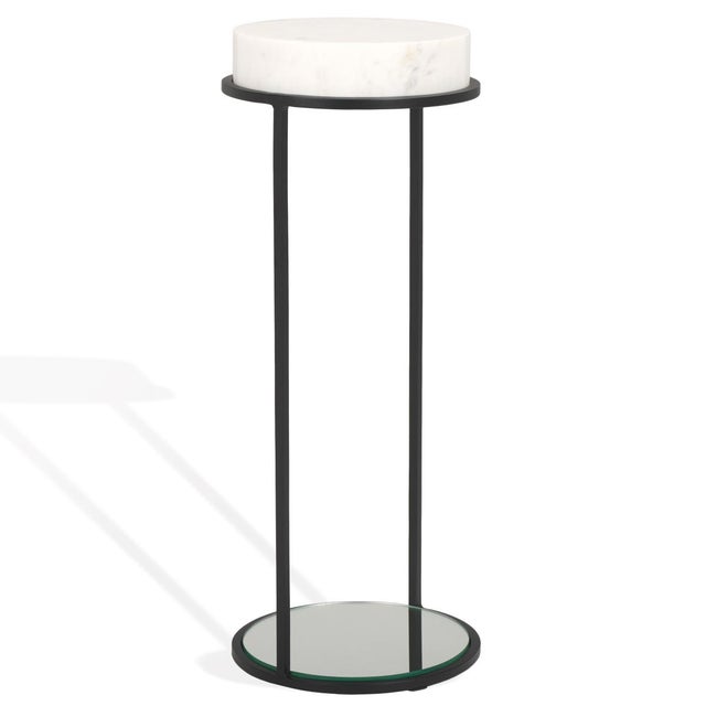 Jennibelle Round Marble Drink Table in Black with White Marble Top For Sale In Philadelphia - Image 6 of 8