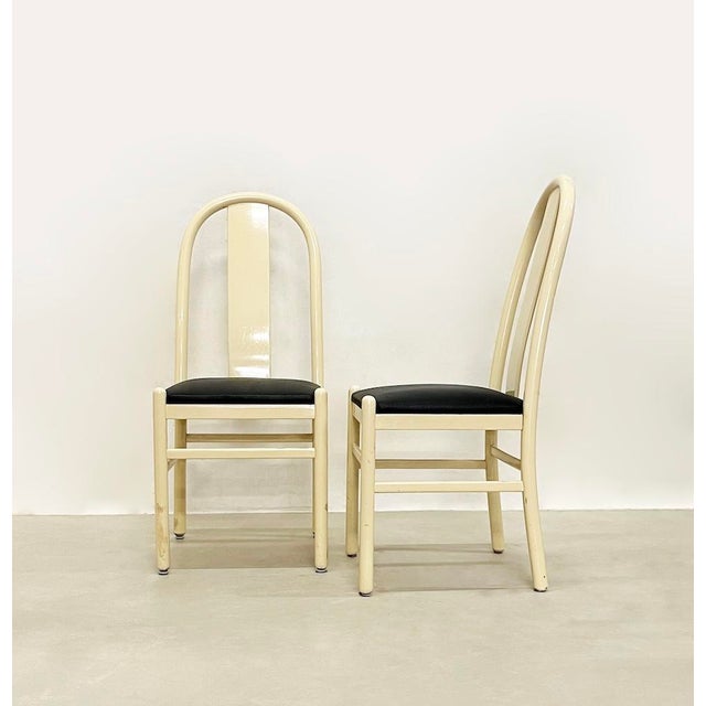 Lacquered Wooden Chairs, 1980s, Set of 4 For Sale - Image 6 of 11