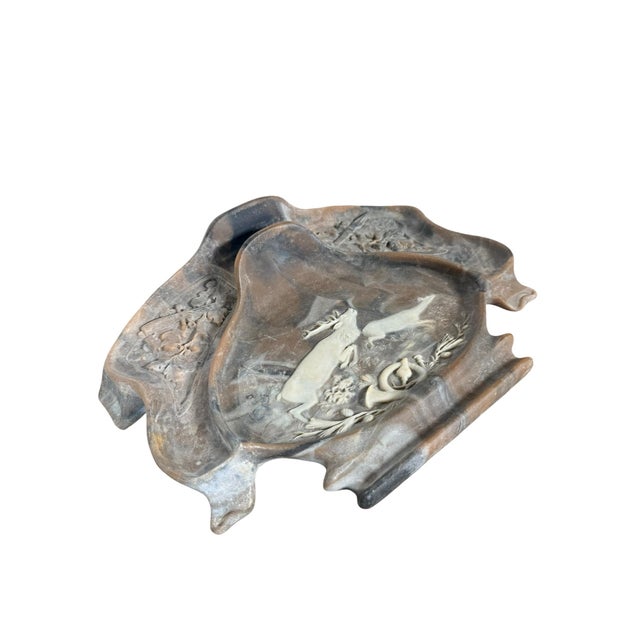 This vintage stone valet is genuine carved 'Incolay', which is a man-made material made of crushed quart based minerals...