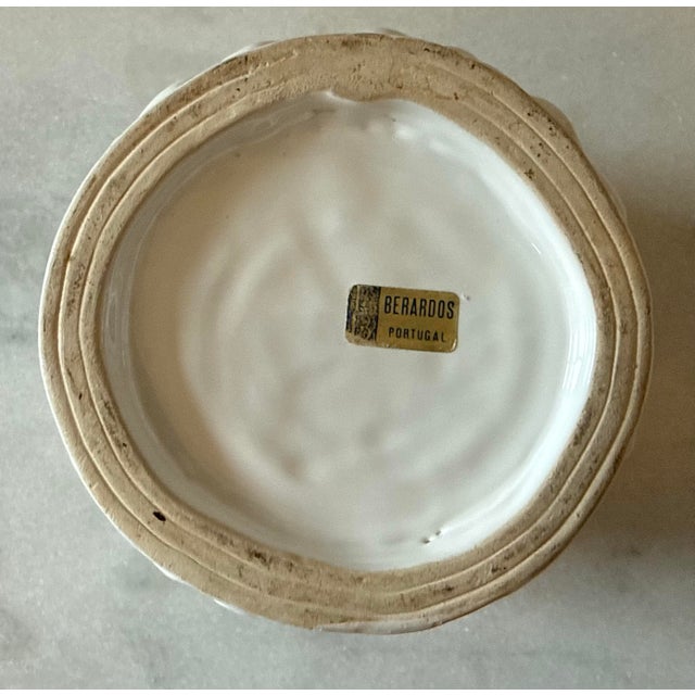 White Mid Century Berardos Pottery Ceramic Woven Basket or Lattice Bowl For Sale - Image 8 of 9