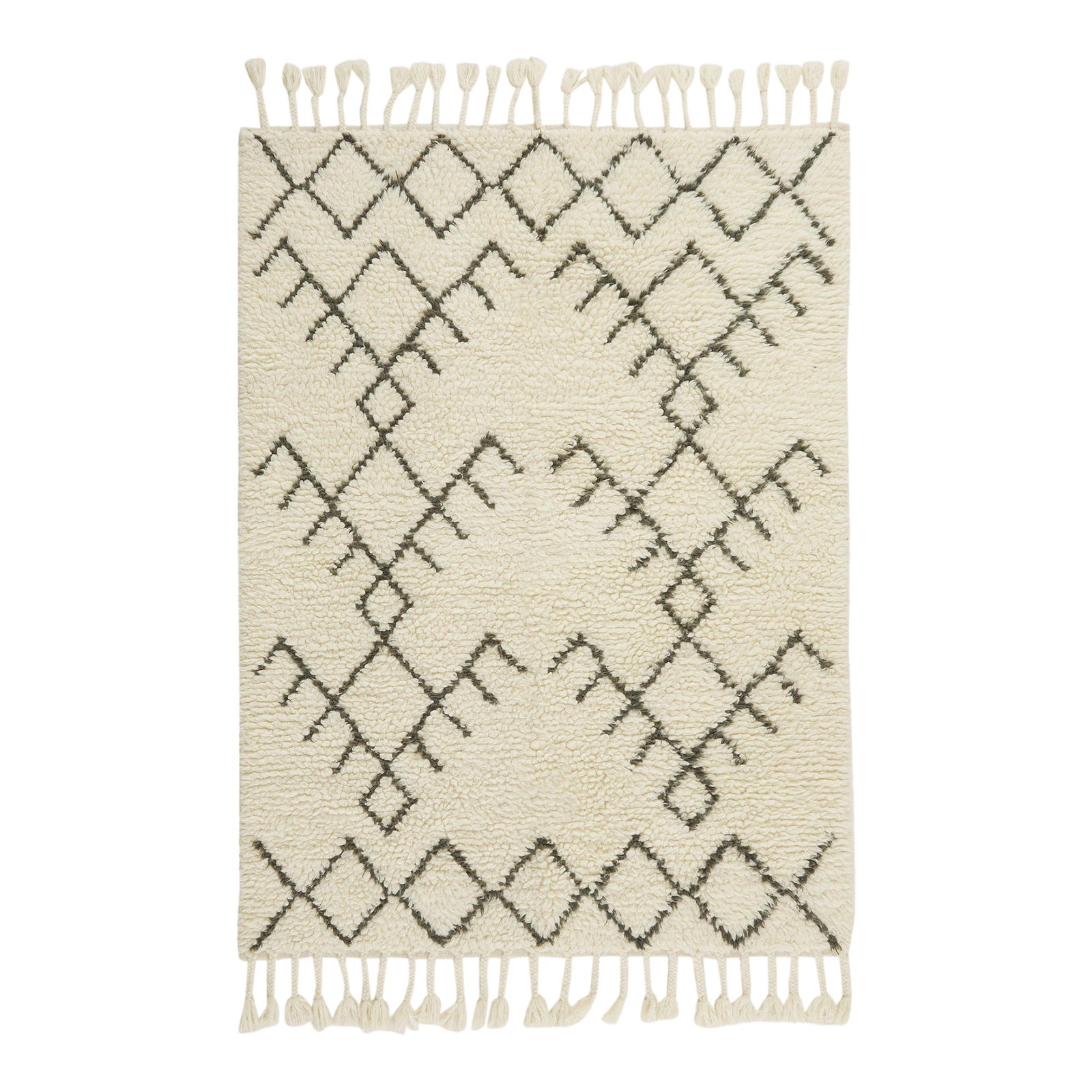 HandMade Rug Geometric Pattern Zara Home Shaggy Rug 4′11″ × 6′11