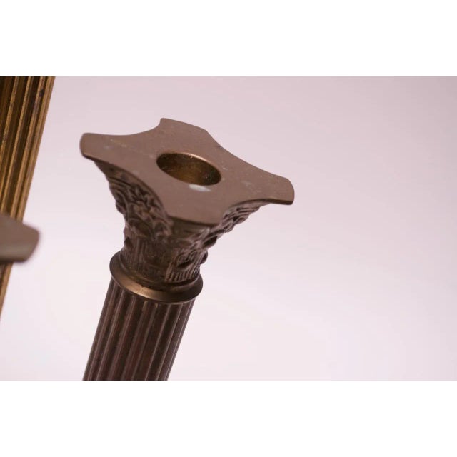 Vintage Patinated Brass Candlesticks - Set of 6 For Sale - Image 10 of 13