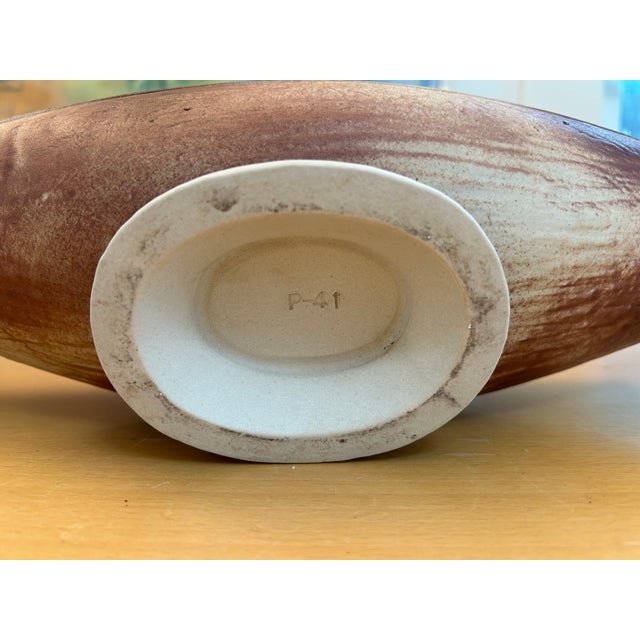 Ceramic Vintage Canoe Shape Ikebana Vase With Footed Base For Sale - Image 7 of 9