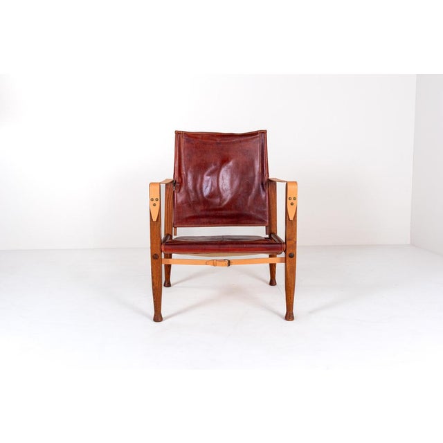Kaare Klint Vintage KK47000 Safari Chair in Leather by Kaare Klint for Rud Rasmussen, Denmark, 1930s For Sale - Image 4 of 11