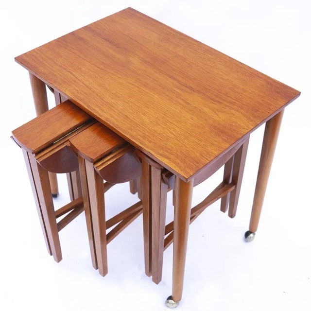 Brown Vintage Nesting Teak Tables attributed to Poul Hundevad for Novy Domov, 1960s, Set of 5 For Sale - Image 8 of 9