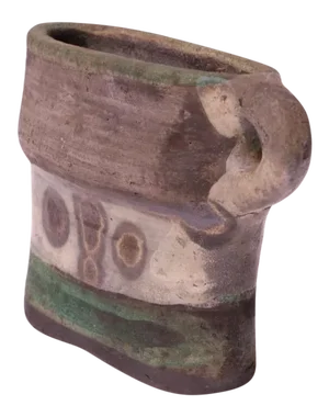 Crude / Primitive Stoneware Vase With Handle Signed "Pollack 78"