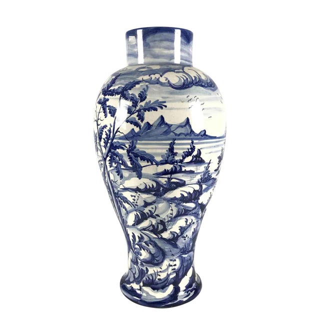 White and Blue Ceramic Vase from Vinci, 1976 For Sale - Image 6 of 6