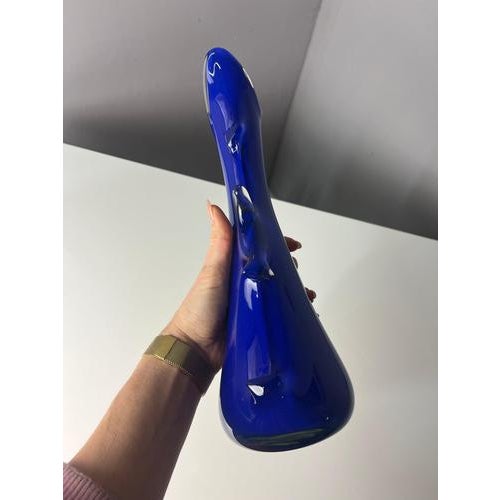 Shark Fin Vase in Blue Glass by HSG Tarnowiec For Sale - Image 4 of 11