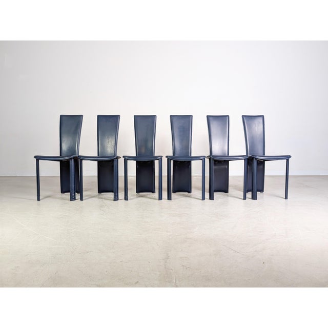 Mid-Century Modern Italian Handmade Chairs by Psyra for Frag, 1980s, Set of 6 For Sale - Image 3 of 13