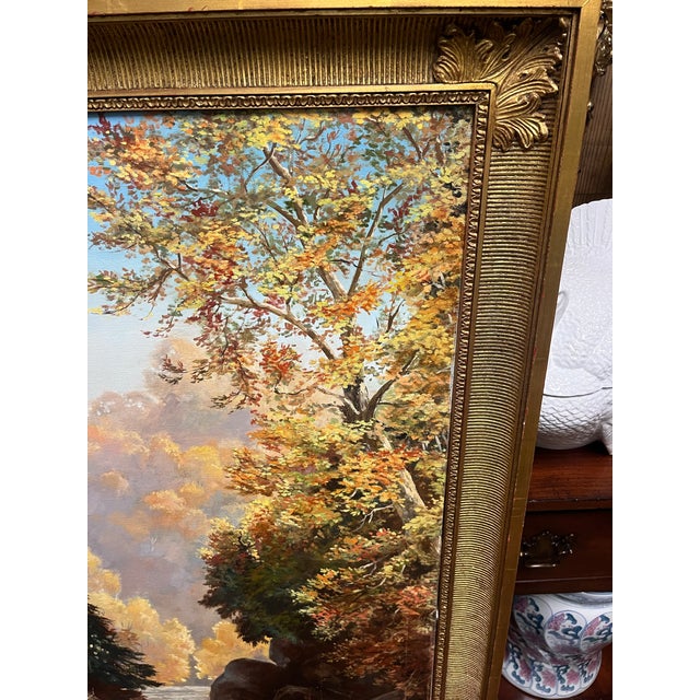 Mid 20th Century Mid 20th Century Oversized Oil on Canvas Landscape Painting, Framed For Sale - Image 5 of 11