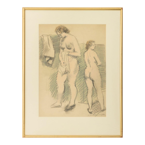 Raphael Soyer Bathing Female Figures Pastel