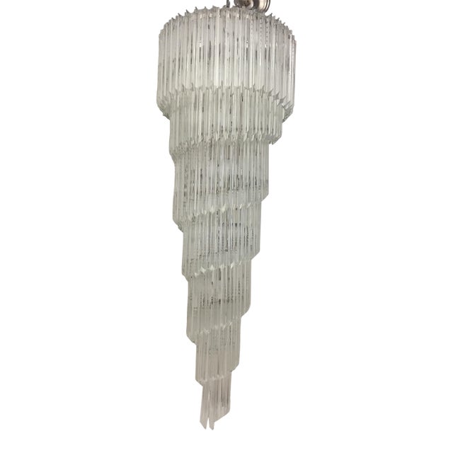 Murano Glass Sputnik Quadriedro Spyral Italian Chandelier For Sale