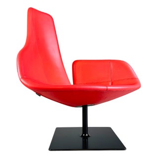 Moroso Swivel Armchair in Leather Red from Patricia Urquiola For Sale