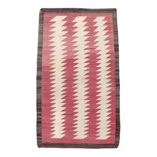 Galerie Shabab Collection Tribal Mid-20th Century Handmade American Flatweave Navajo Throw Rug For Sale