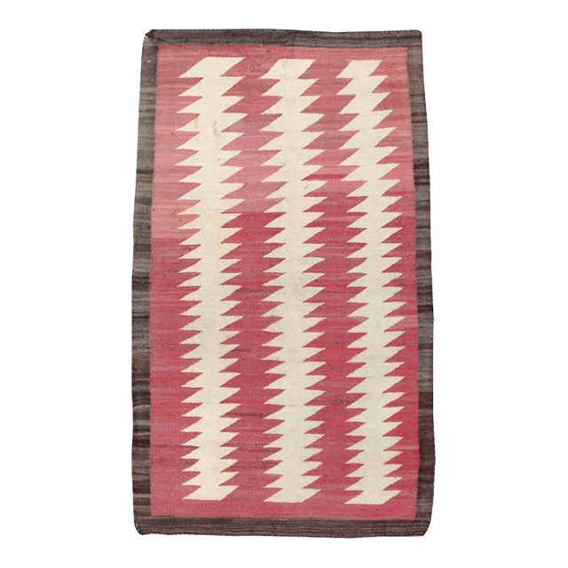 Galerie Shabab Collection Tribal Mid-20th Century Handmade American Flatweave Navajo Throw Rug For Sale