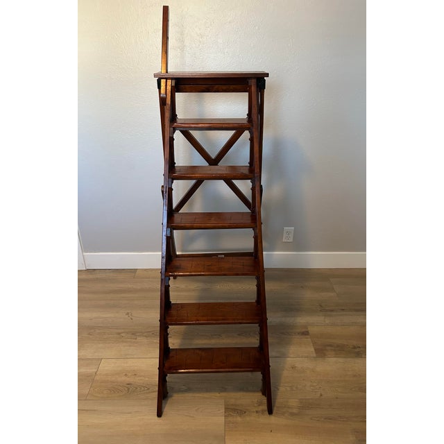 Victorian Restoration Hardware Folding Step Ladder Tiered Display Shelf For Sale - Image 3 of 11
