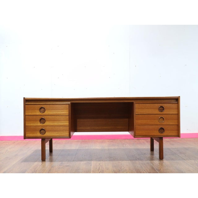 Brown 1960s Mid Century Modern Vintage Teak Vanity Desk Dresser by Bath Cabinets For Sale - Image 8 of 14