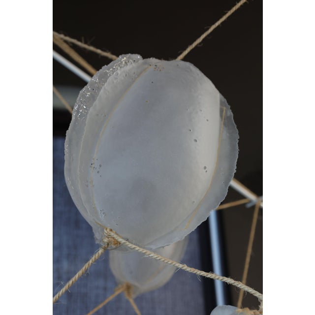 Manolito & Manolito "Ouef De Selenite" Custom Blown Glass and Rope Chandelier For Sale In Dallas - Image 6 of 10