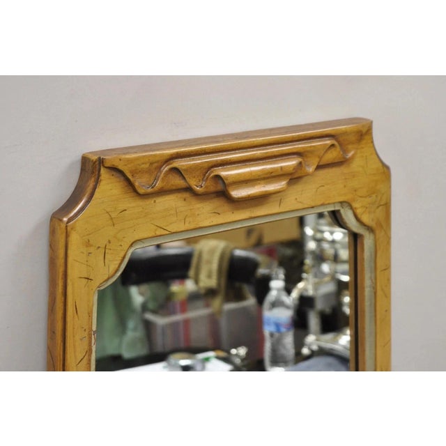 Wood Vintage Italian Hollywood Regency Ribbon Scroll Carved Wood Wall Mirror - A Pair For Sale - Image 7 of 11