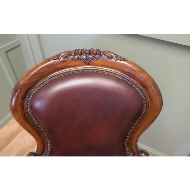 Victorian Leather Spoon-Back Easy Chairs, Set of 2 For Sale - Image 4 of 9