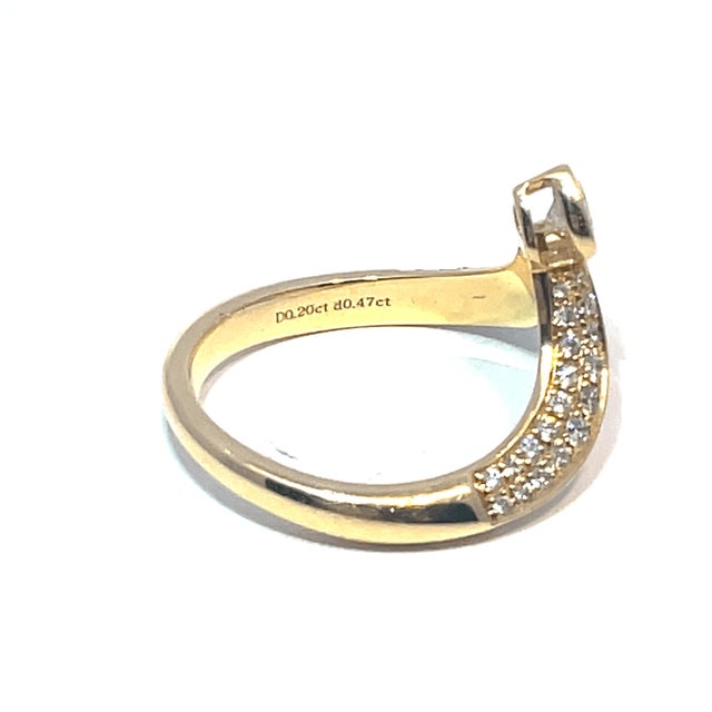 18k Yellow Gold Pave Diamond Bypass Ring, Size 6.75 For Sale In New York - Image 6 of 10