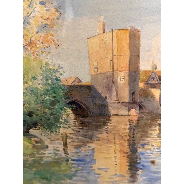 English St. Ives Bridge Original Watercolor Painting, Framed For Sale - Image 10 of 12
