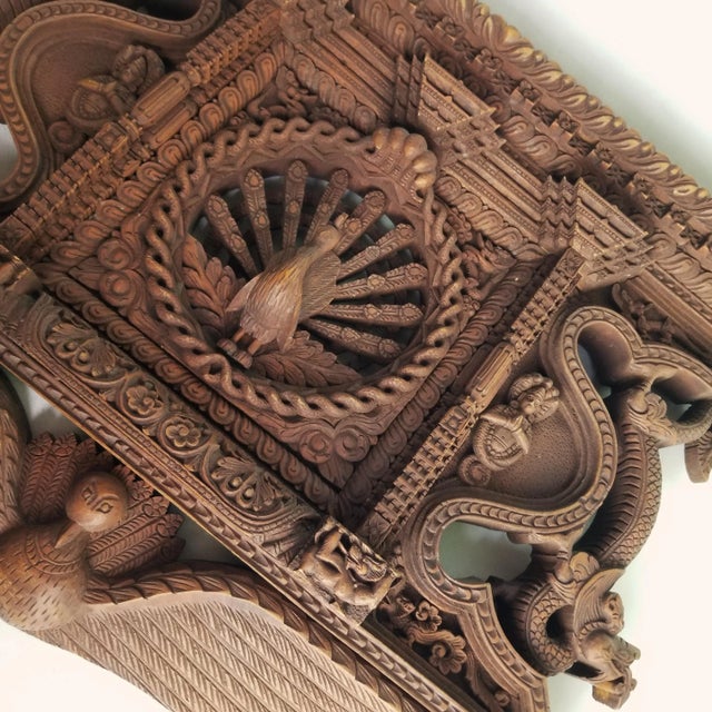 Late 20th Century Late 20th Century Carved Wooden Peacock Shelf For Sale - Image 5 of 8