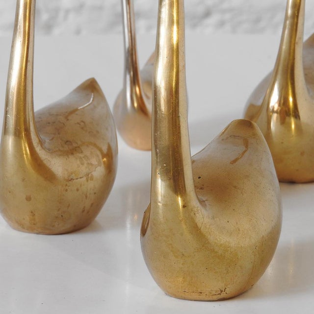 1970s Mid-Century Brass Swan Family, 1970s, Set of 4 For Sale - Image 5 of 10
