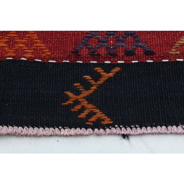 1970s Vintage Turkish Oushak Handmade Wool Cotton Red Runner Rug For Sale - Image 9 of 11