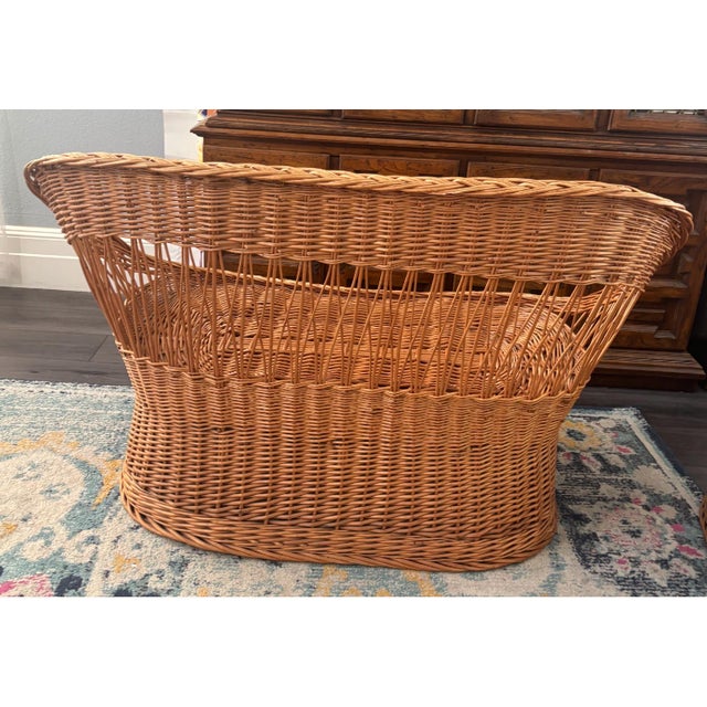 1970s Wicker Coastal Boho Chic Settee Loveseat For Sale - Image 15 of 15