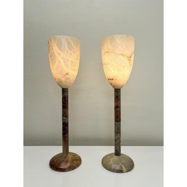 Large Mid-Century Alabaster Table Lamps, 1970s, Set of 2 For Sale - Image 6 of 7