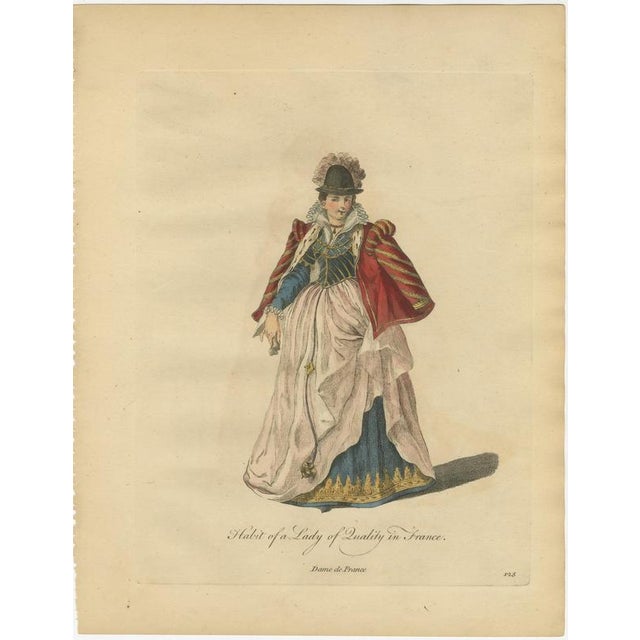 Jeffreys, Lady of Quality in France with a Red Striped Cape, 1757, Engraving For Sale - Image 3 of 8