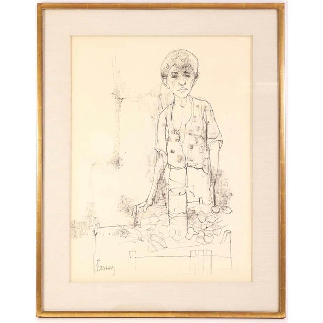 Jean Jansem, Large Drawing of Boy by French Armenian Modernist Jean Jansem Ecole De Paris Art, c.1960 For Sale In Miami - Image 6 of 11