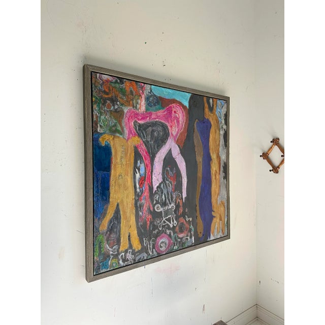 Wood Large Framed Modern Abstract Painting For Sale - Image 7 of 11