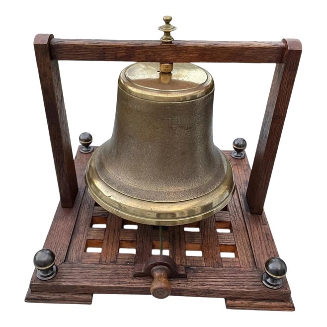 Large Antique Bronze Bell, College, Ship or Servants Bell, 1880 | Chairish