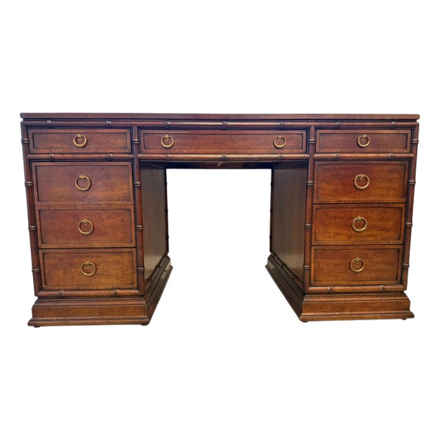 1960s Faux Bamboo Sligh Lowry Desk For Sale