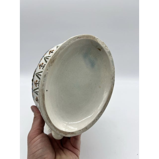 Antique Prattware Polychrome Decorated Pearlware Pitcher With Peafowl, Circa 1820's For Sale - Image 6 of 12