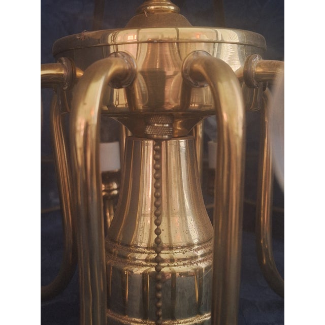 Vintage Brass and Beveled Glass Octagonal Lantern Chandelier For Sale - Image 4 of 4