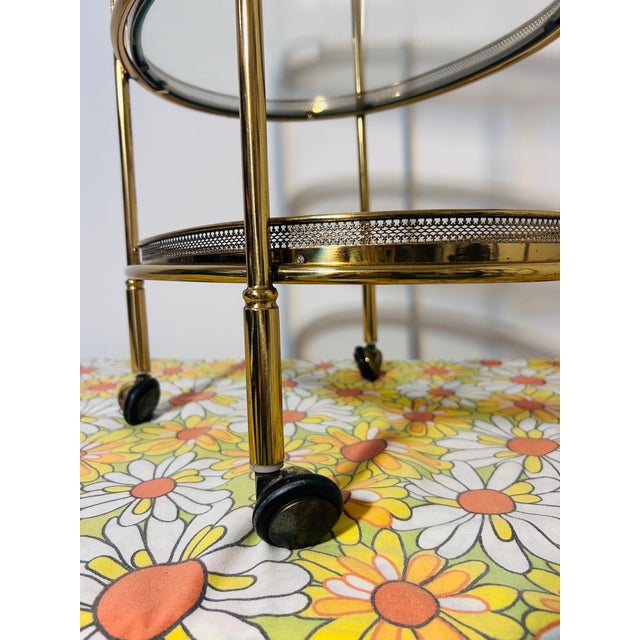 Petite Bar Cart in Brass and Glass From Maison Jansen, France, 1960s Unmarked For Sale - Image 15 of 15