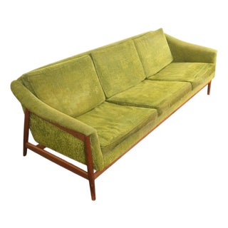 Mid 20th Century Folke Ohlsson Walnut Framed Three Seat Sofa For Sale