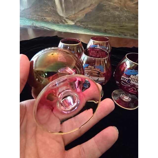 Vintage Mid Century Set 6 Murano Style Venetian Glasses For Sale - Image 9 of 12