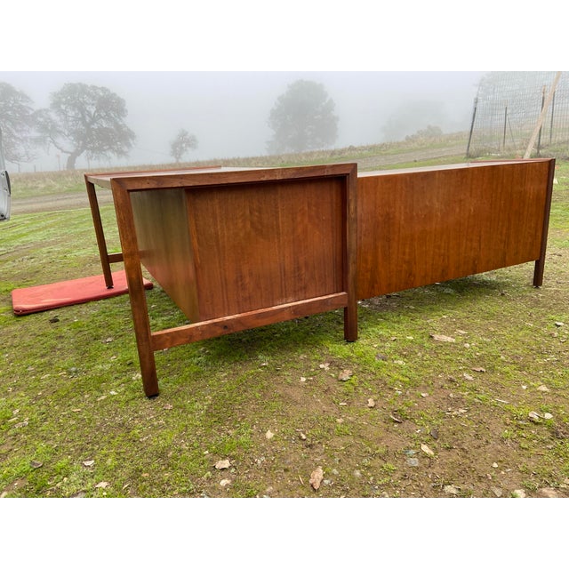 1950s Vintage Mid Century Modern Walnut Corner Desk For Sale - Image 5 of 12