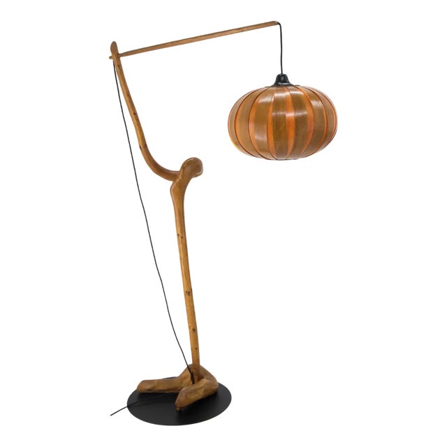 Custom Made Wooden Floor Lamp, 1960s For Sale