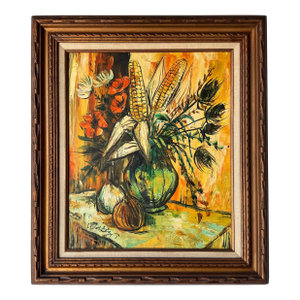1970s Vintage Still Life Oil on Canvas Painting by Waltz