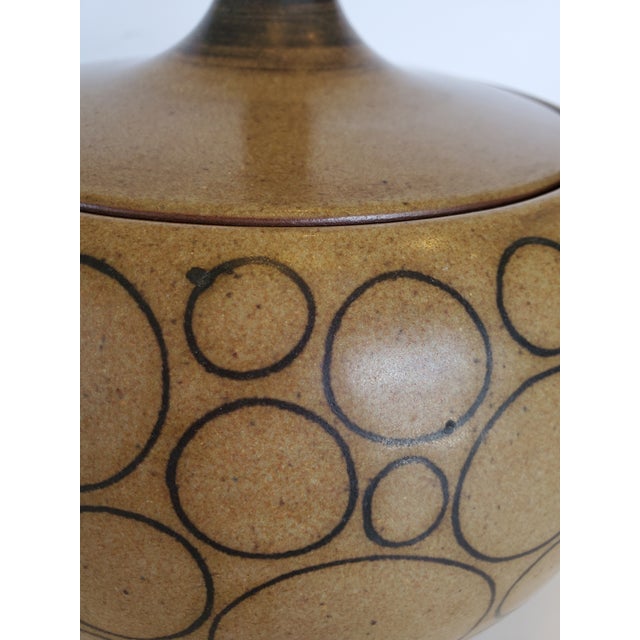 Mid 20th Century Harrison McIntosh Stoneware Pottery Covered Vessel with Abstract Circles For Sale - Image 11 of 13